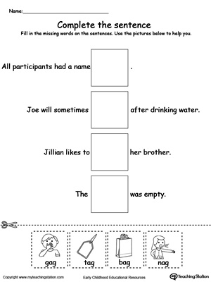 Preschool Word Families Printable Worksheets | MyTeachingStation.com