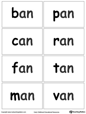 Printables An Words For Kindergarten kindergarten printable worksheets myteachingstation com an word family flash cards