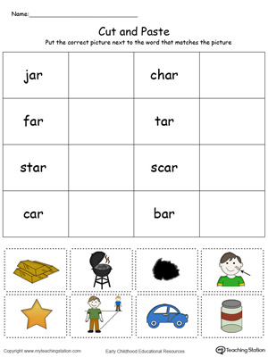 Learn word definition and spelling with this AR Word Family Match Picture with Word in Color worksheet.