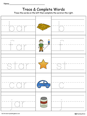 AR Word Family Trace and Write in Color | MyTeachingStation.com