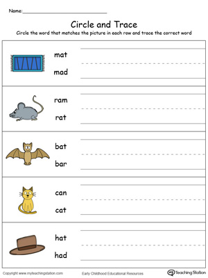 Build vocabulary, learn phonics and practice writing with this AT Word Family worksheet.