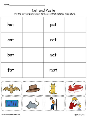Learn word definition and spelling with this AT Word Family Match Picture with Word in Color worksheet.