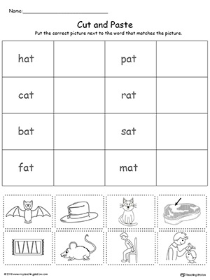 Learn word definition and spelling with this AT Word Family Match Picture with Word worksheet.