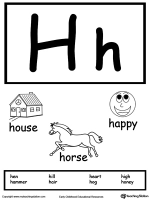 Letter H Printable Alphabet Flash Cards for Preschoolers