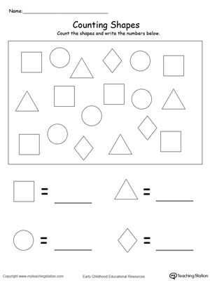 Count and Write the Number of Shapes