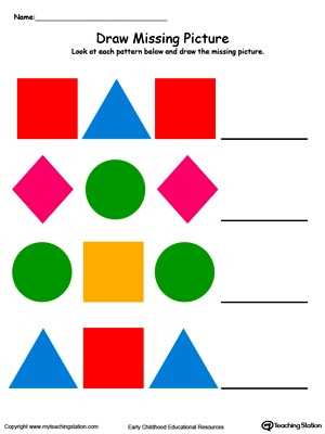 Draw and Color the Missing Shape to Complete the Pattern