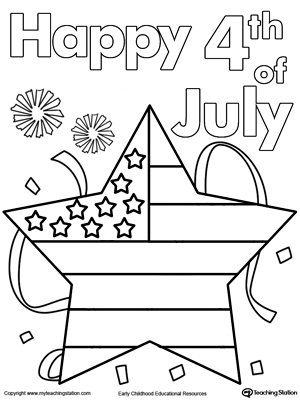 4th of July Star Flag Coloring Page