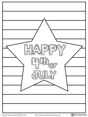 Happy 4th of July Star Coloring Page for preschool and kindergarten children to celebrate 4th of July.