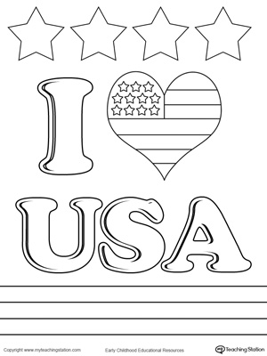 I Love USA Coloring Page