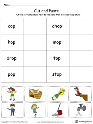 Learn word definition and spelling with this OP Word Family Match Picture with Word in Color worksheet.