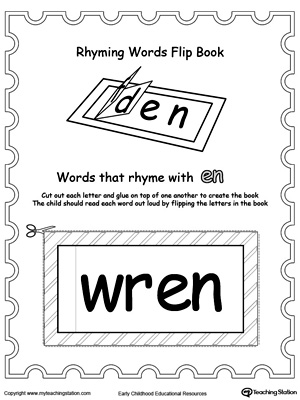 Use this Printable Rhyming Words Flip Book EN to teach your child to see the relationship between similar words.