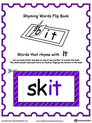 Printable Rhyming Words Flip Book IT in Color