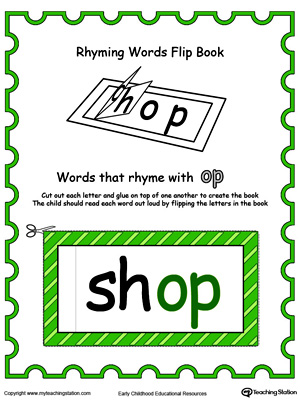 Printable Rhyming Words Flip Book OP in Color