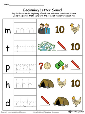 Match the beginning letter sounds and trace the words with this Trace and Match EN Word Family in Color worksheet.
