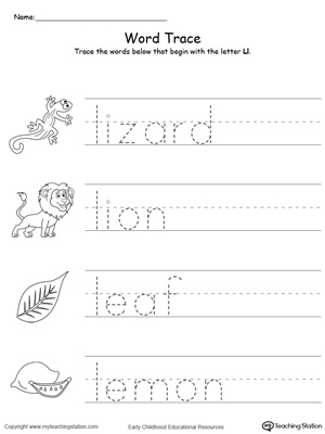 Trace Words That Begin With Letter Sound: L