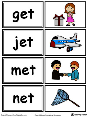Word sorting and matching game with this ET Word Family printable worksheet in color.