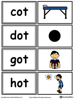Word sorting and matching game with this OT Word Family printable worksheet in color.