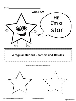 Learn the geometric shape - star, with a fun and simple activity. This printable is perfect for introducing the concept of shapes to children in preschool.