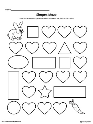 Practice identifying Heart geometric shapes with this fun and simple printable maze.