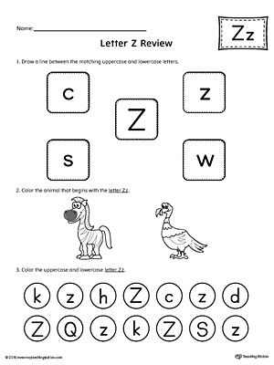 All About Letter Z Printable Worksheet