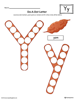 Letter Y Do-A-Dot Worksheet (Color)