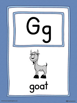 The Letter G Large Alphabet Picture Card in Color is perfect for helping students practice recognizing the letter G, and it