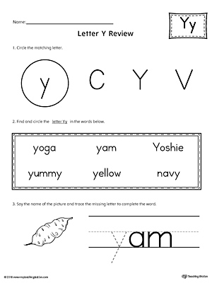 Learning the Letter Y Worksheet