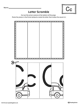 Use the Letter C Scramble printable worksheet to aid your student in recognizing the letter C and it