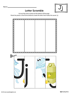Use the Letter J Scramble in Color printable worksheet to aid your student in recognizing the letter J and it