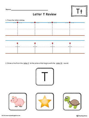 Letter T Review Worksheet (Color)  MyTeachingStation.com