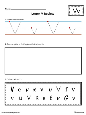 Use the Letter V Practice Worksheet to help your student identify and trace the letter V along with recognizing it