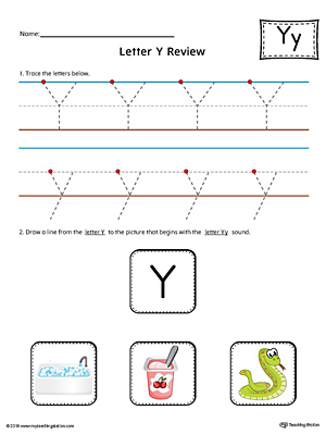 Learning the Letter Y Worksheet (Color) | MyTeachingStation.com