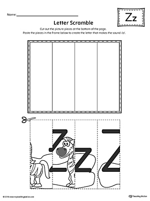 Use the Letter Z Scramble printable worksheet to aid your student in recognizing the letter Z and it