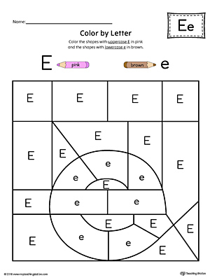 Letter E Review Worksheet (Color)  MyTeachingStation.com
