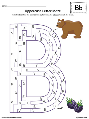 The Uppercase Letter B Maze in Color is an excellent worksheet for your preschooler or kindergartener to practice identifying the letters of the alphabet.