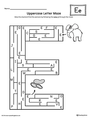 The Uppercase Letter E Maze is an excellent worksheet for your preschooler or kindergartener to practice identifying the letters of the alphabet.