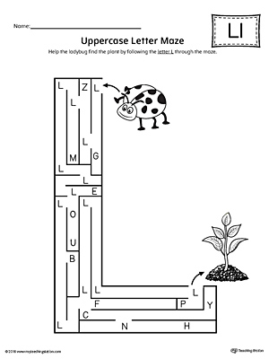 Uppercase Letter L Maze Worksheet