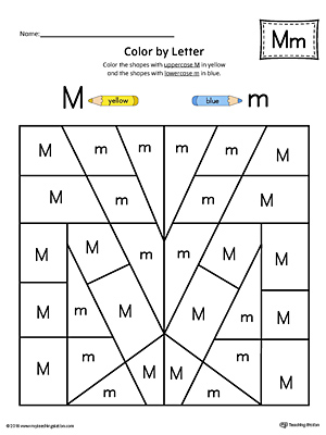 Uppercase Letter M Color-by-Letter Worksheet