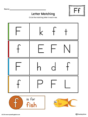Use the Letter F Uppercase and Lowercase Matching Printable Worksheet to help your preschooler to match upper to lowercase letters.