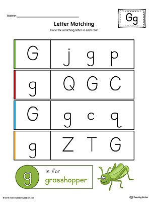 Use the Letter G Uppercase and Lowercase Matching Printable Worksheet to help your preschooler to match upper to lowercase letters.