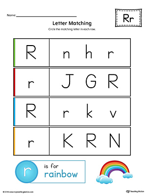 Use the Letter R Uppercase and Lowercase Matching Printable Worksheet to help your preschooler to match upper to lowercase letters.