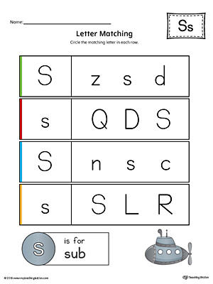Use the Letter S Uppercase and Lowercase Matching Printable Worksheet to help your preschooler to match upper to lowercase letters.