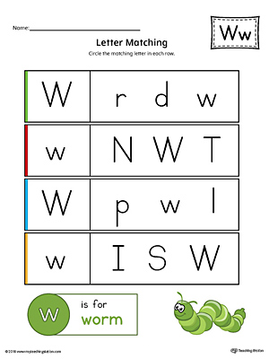 Use the Letter W Uppercase and Lowercase Matching Printable Worksheet to help your preschooler to match upper to lowercase letters.