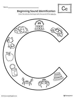 Letter C Beginning Sound Color Pictures Worksheet