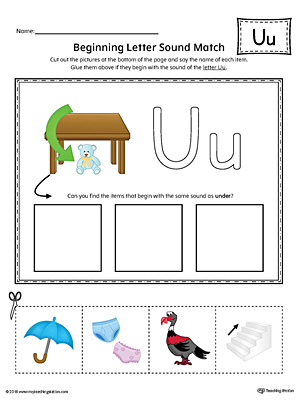 Letter U Tracing Printable Worksheet (Color) | MyTeachingStation.com
