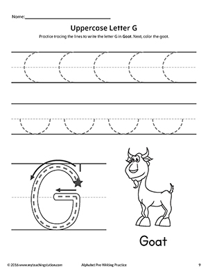 Uppercase Letter G Pre-Writing Practice Worksheet | MyTeachingStation.com