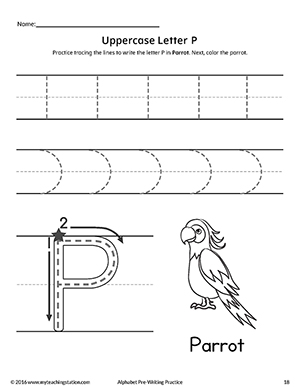 Uppercase Letter P Pre-Writing Practice Worksheet | MyTeachingStation.com