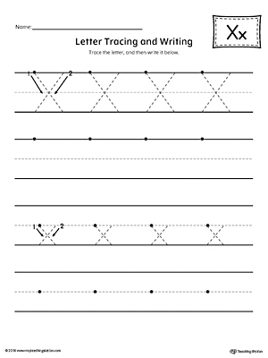 Letter X Tracing and Writing Printable Worksheet
