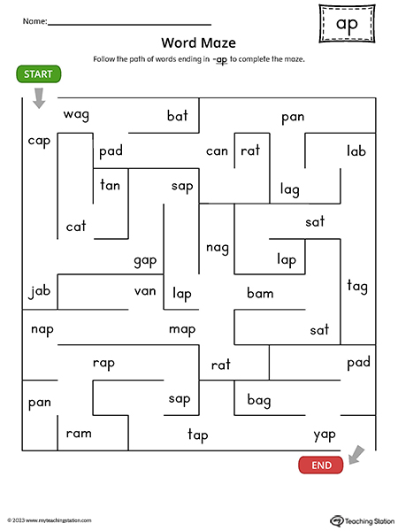 AP Word Family Word Maze Printable PDF