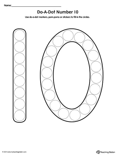 Number ten do-a-dot printable activity.